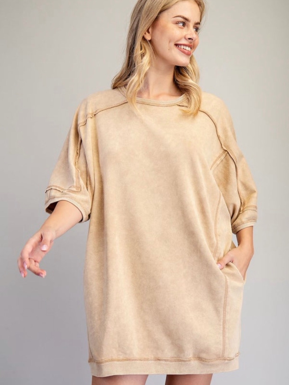 eesome Neutral Beige Pullover Top